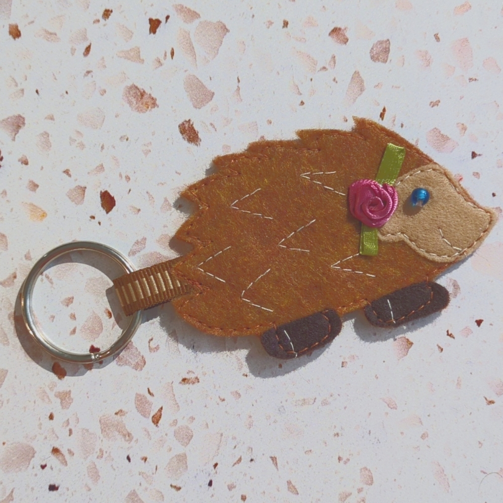 Be Yourself Positivity Key Fob Hedgehog Handcrafted Felt Applique Ribbon | New#4